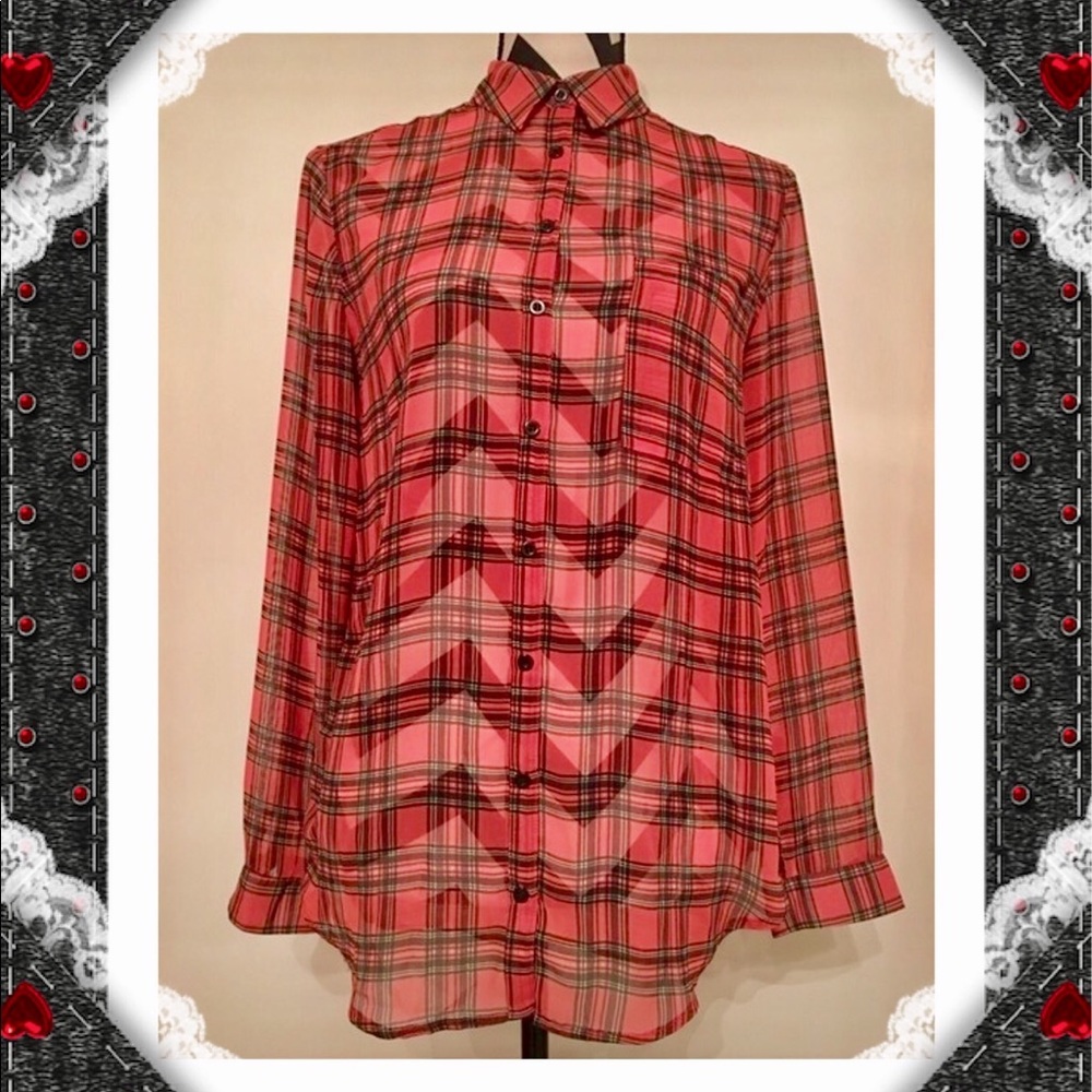 MNG Collection Plaid Button Down Shirt